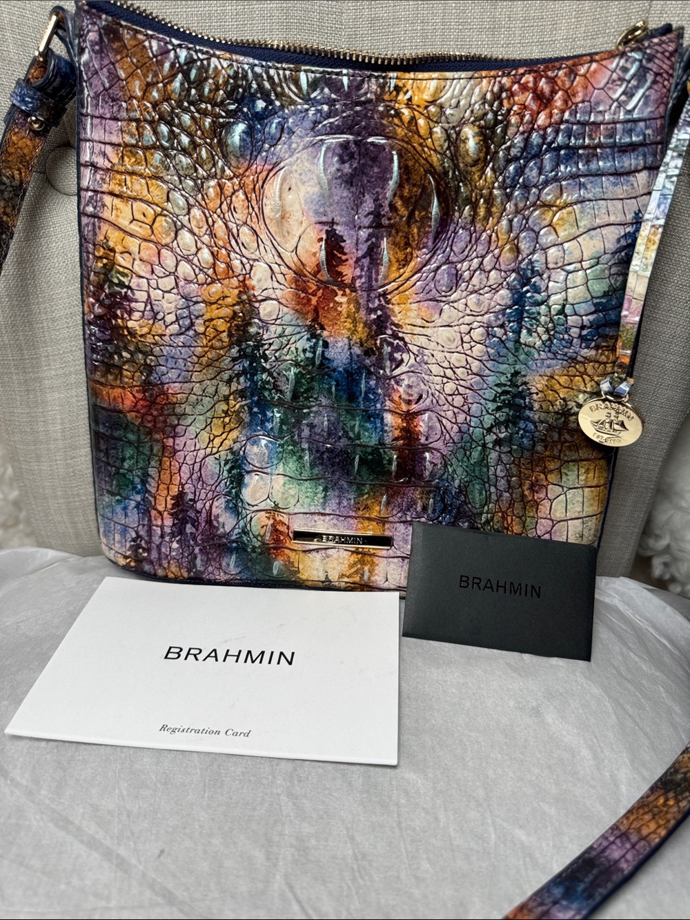 Brahmin Multicolor Embossed Leather Crossbody Bag